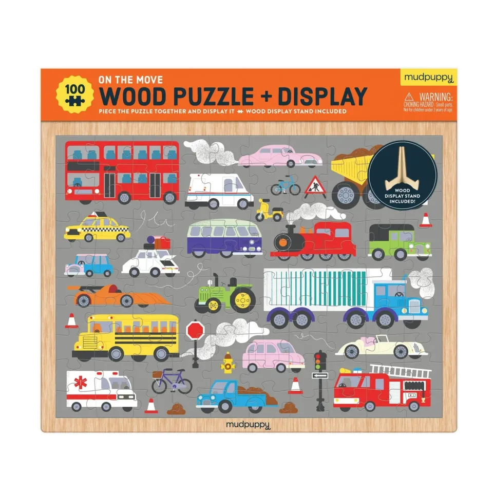 Mudpuppy On the Move puzzle lemn 100 piese masini
