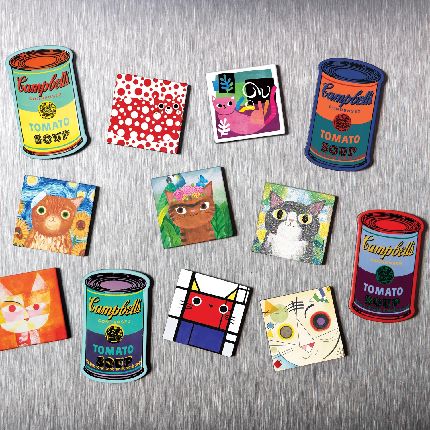 Mudpuppy Artsy Cats magneti pisici arta 9 buc