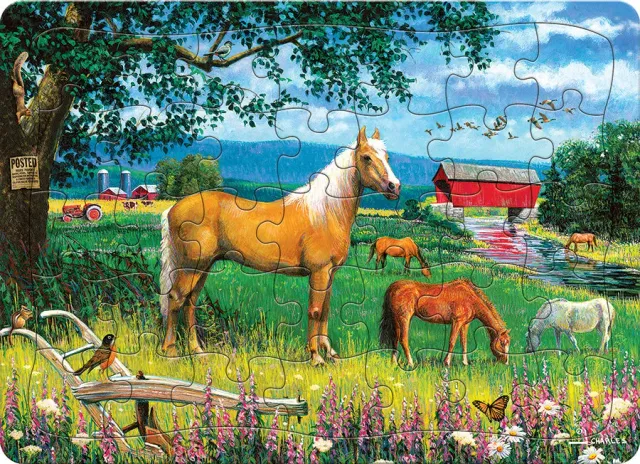 Cobble Hill Horses in the Field puzzle tava 35 piese cai