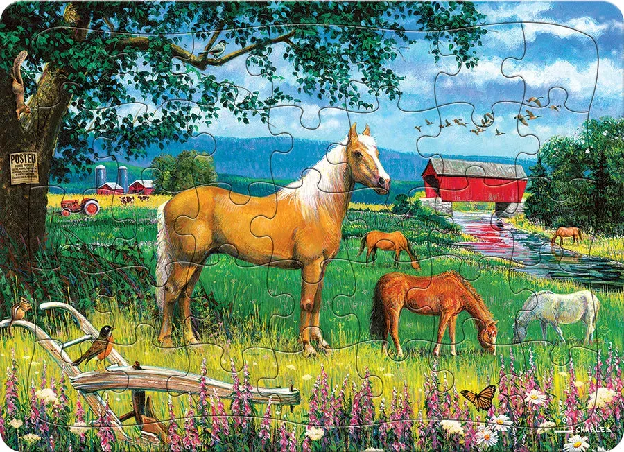 Cobble Hill Horses in the Field puzzle tava 35 piese cai