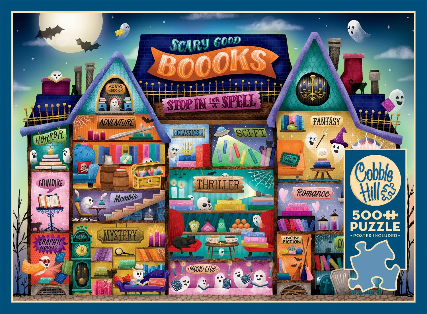 Cobble Hill Scary Good Boooks puzzle 500 piese Halloween