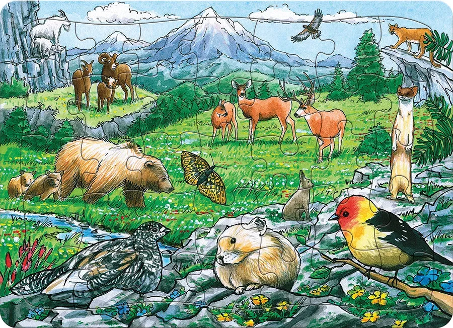 Cobble Hill Rocky Mountain Wildlife puzzle 35 piese cu tavita