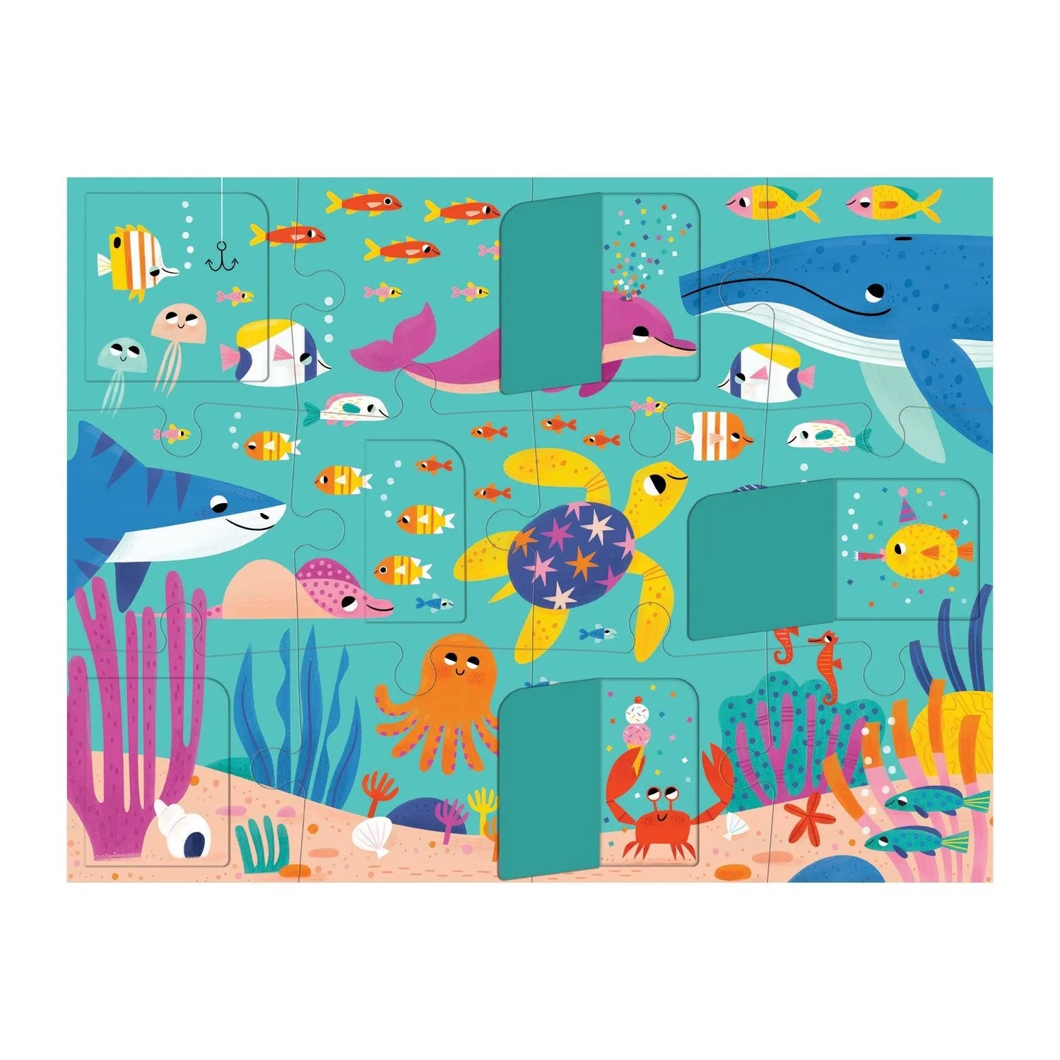 Mudpuppy Ocean Party puzzle 12 piese cu clapete