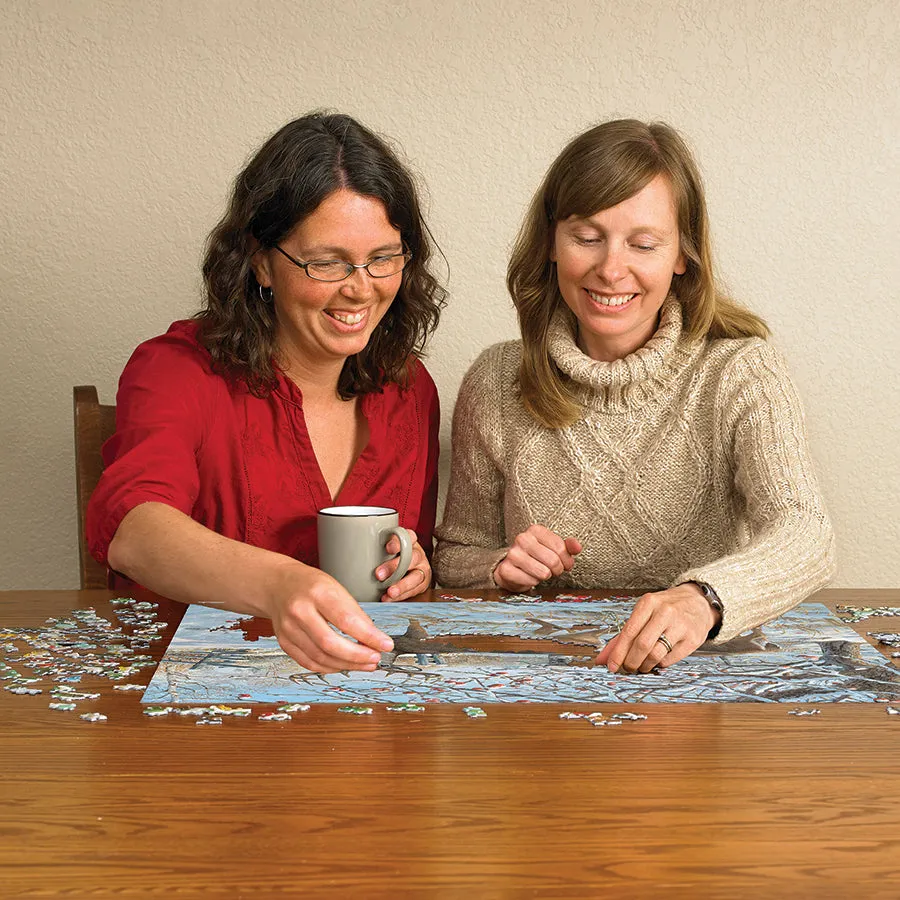 Cobble Hill Winter Deer puzzle 500 piese cerbi