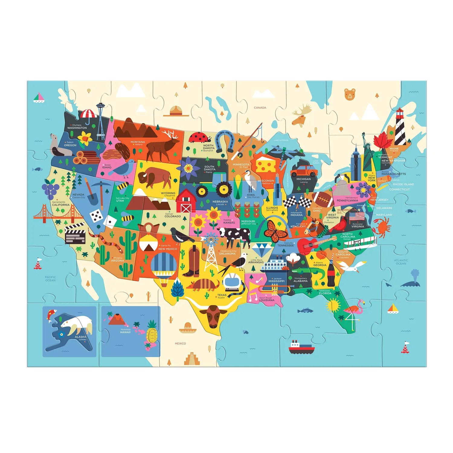 Mudpuppy Map of the USA puzzle 70 piese geografie