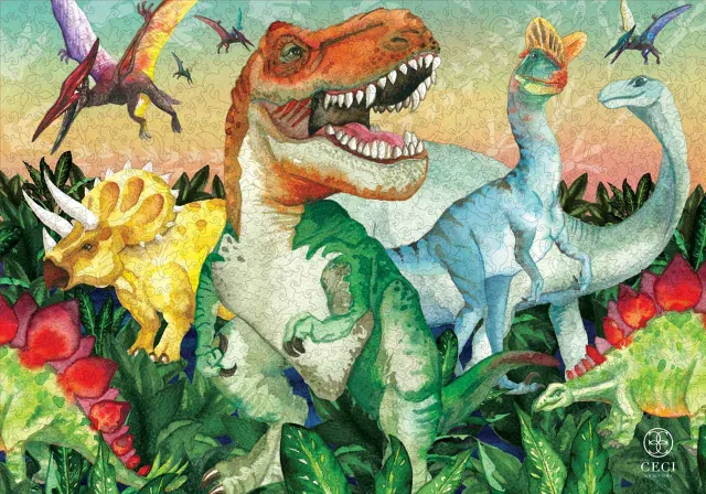 Mosaic Puzzles Dinosaurs by Ceci New York puzzle lemn 500 piese dinozauri