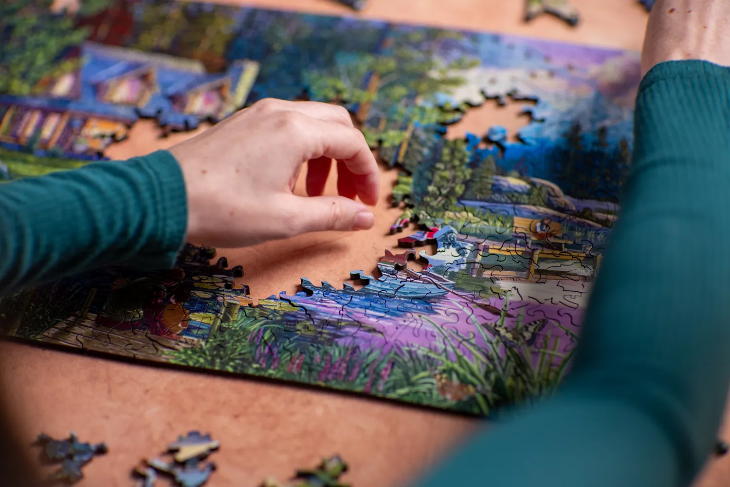 Mosaic Puzzles Weekend Fishing Trip puzzle lemn 100 piese colorat