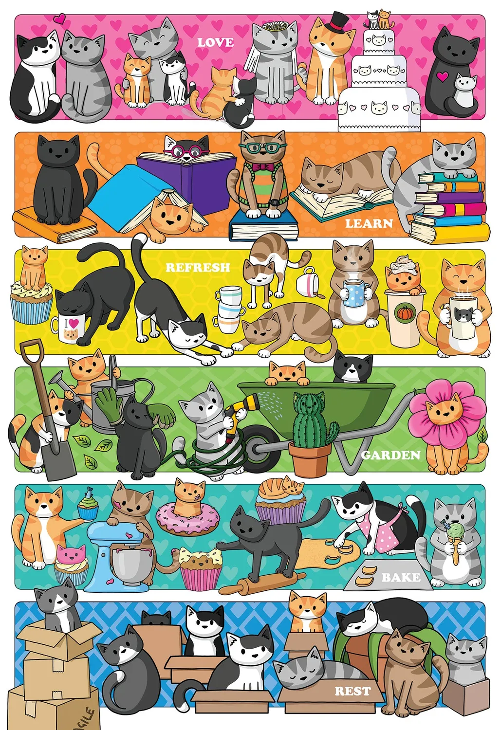 Cobble Hill Doodlecat Days puzzle 100 piese pisici
