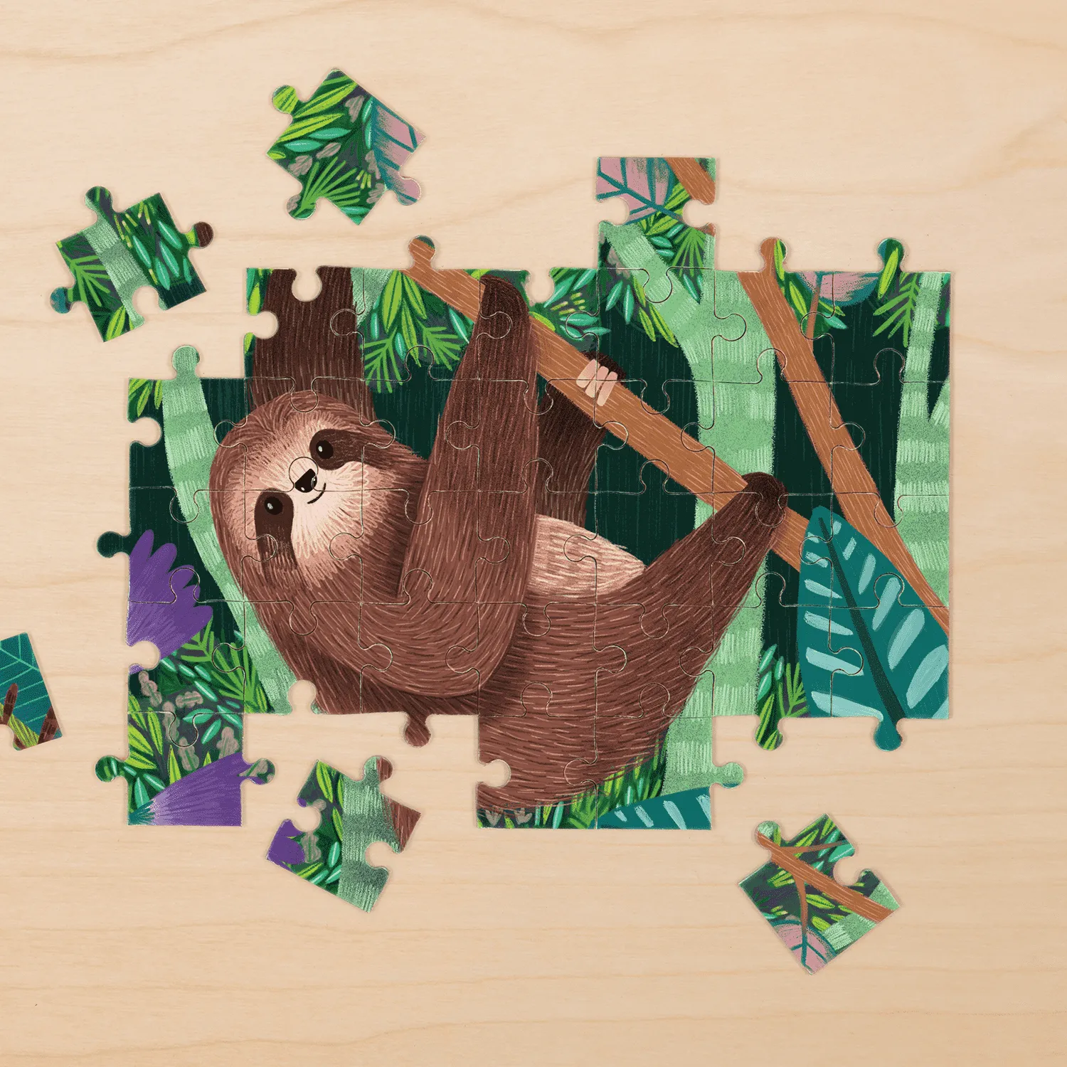 Mudpuppy Three-Toed Sloth puzzle mini 48 piese