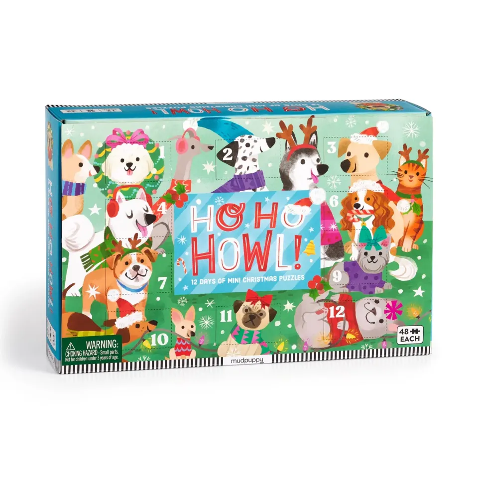 Mudpuppy Ho Ho Howl! Set calendar 12 puzzle 48 piese
