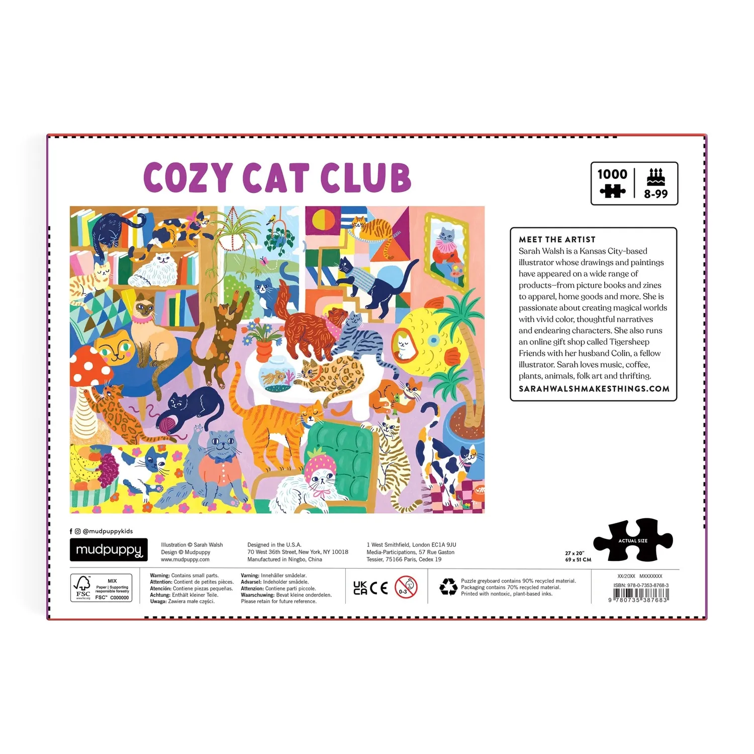 Mudpuppy Cozy Cat Club puzzle 1000 piese pisici
