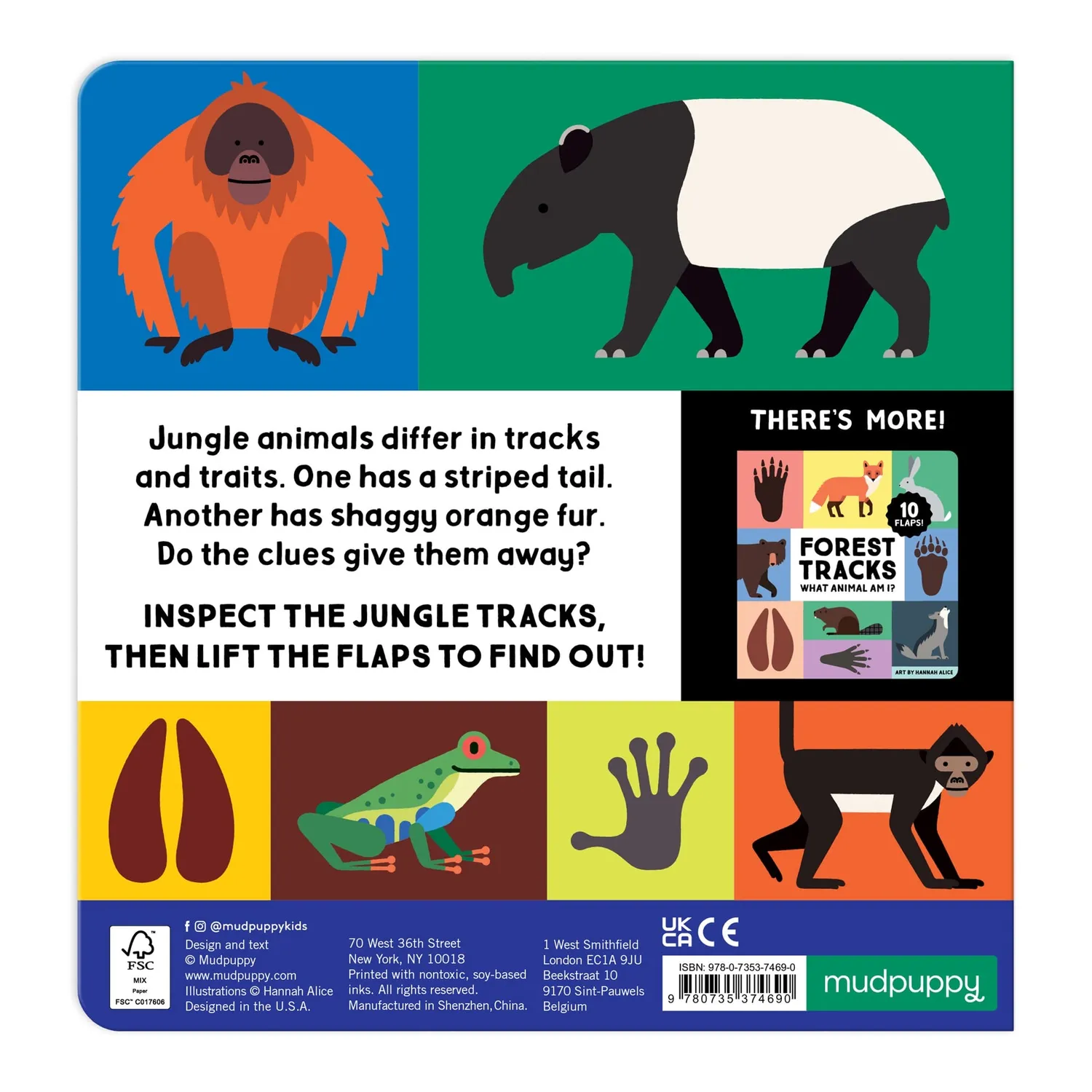 Mudpuppy Jungle Tracks carte cartonată cu clapete