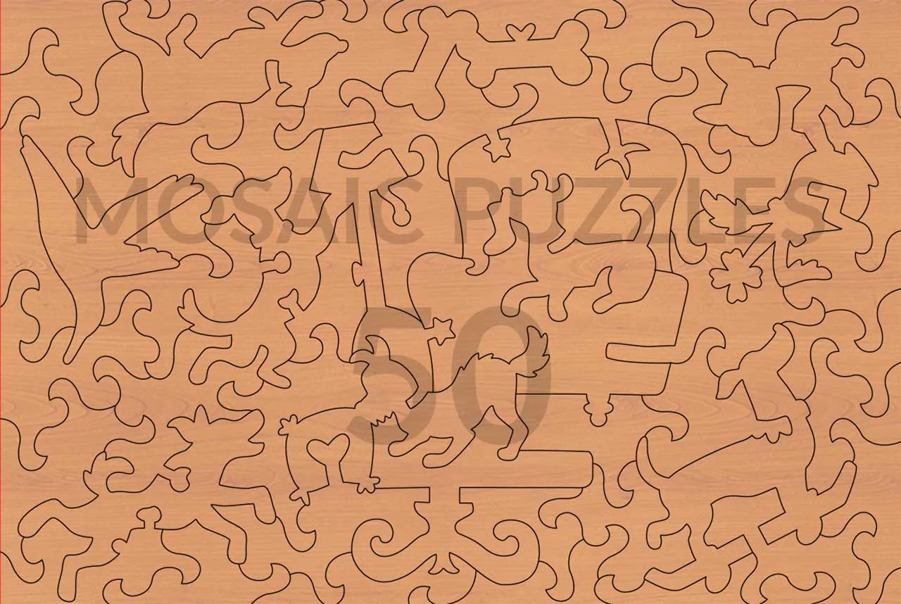 Mosaic Puzzles Who Let the Dogs In? puzzle 50 piese câini