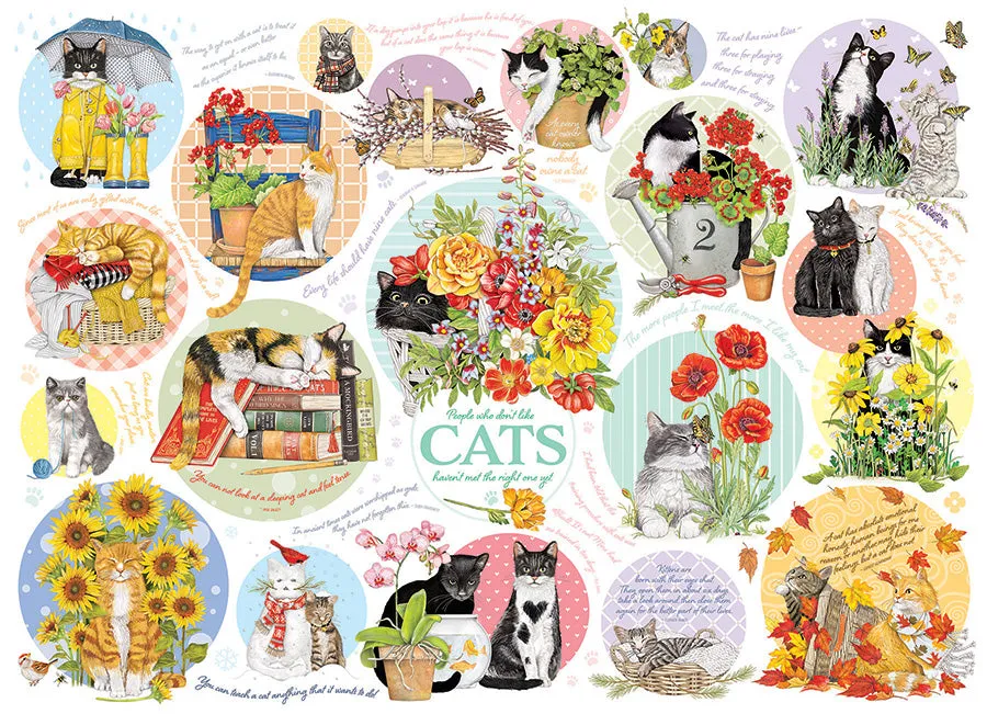 Cobble Hill Cat Thoughts puzzle 1000 piese colorat