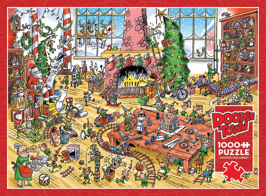 DoodleTown Elves at Work puzzle 1000 piese craciun
