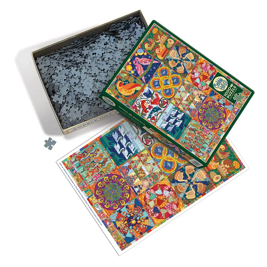 Cobble Hill Twelve Days Christmas puzzle 1000 piese quilt
