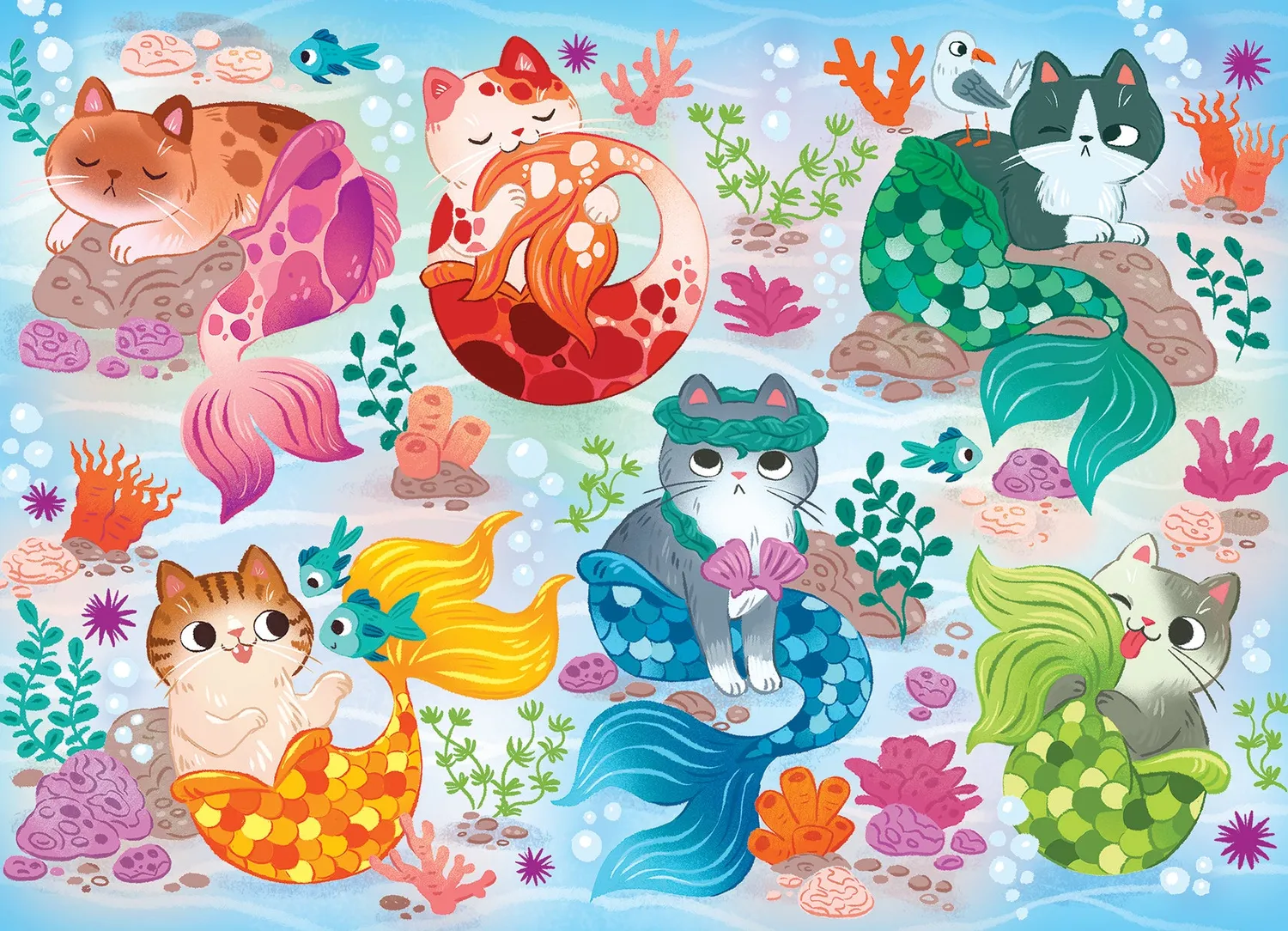 Cobble Hill Mercats puzzle 350 piese familie pisici