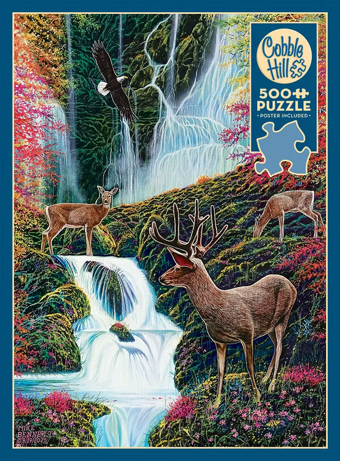 Cobble Hill Mystic Forest puzzle 500 piese cerbi cascada