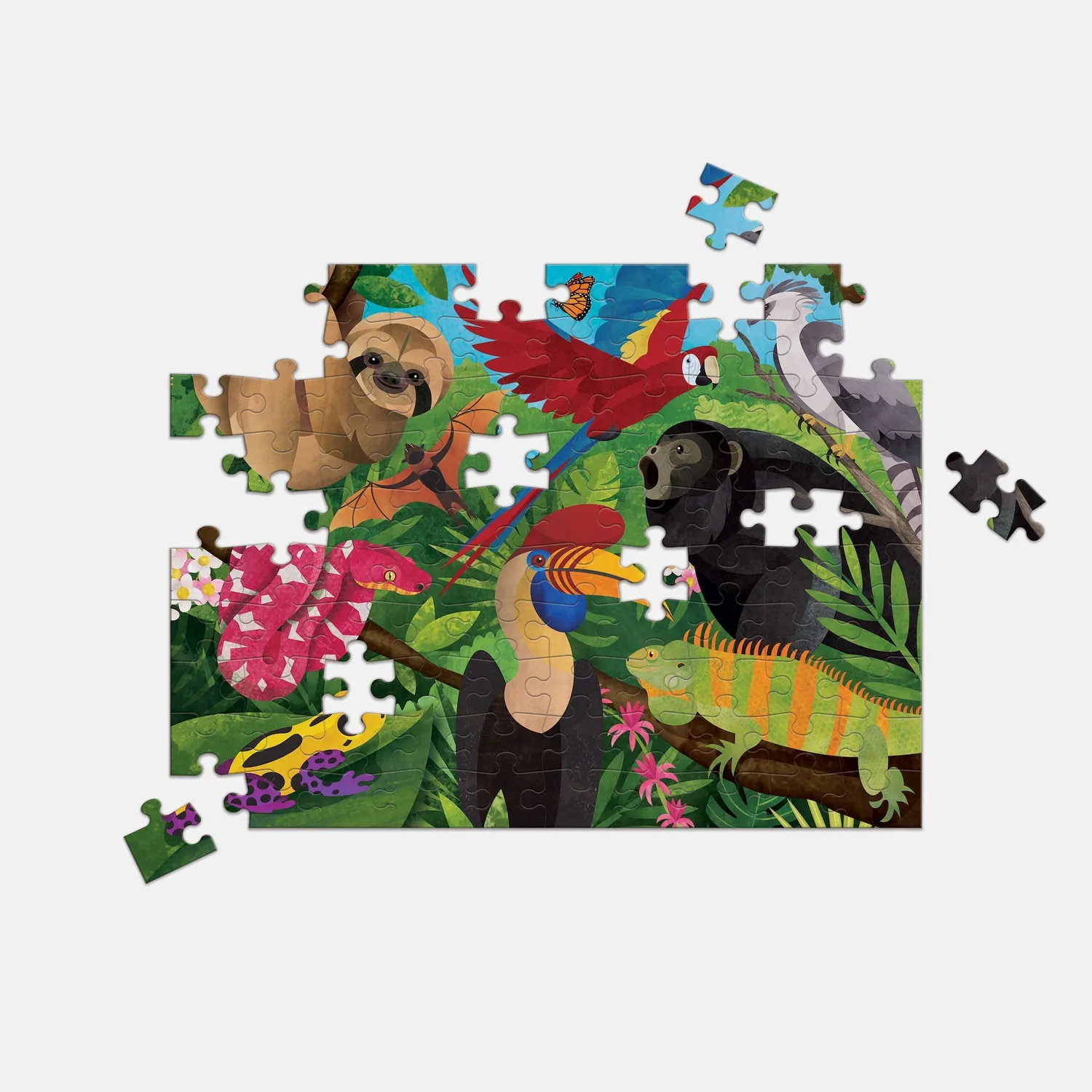 Mudpuppy Rainforest Above Below puzzle 100 piese față-verso