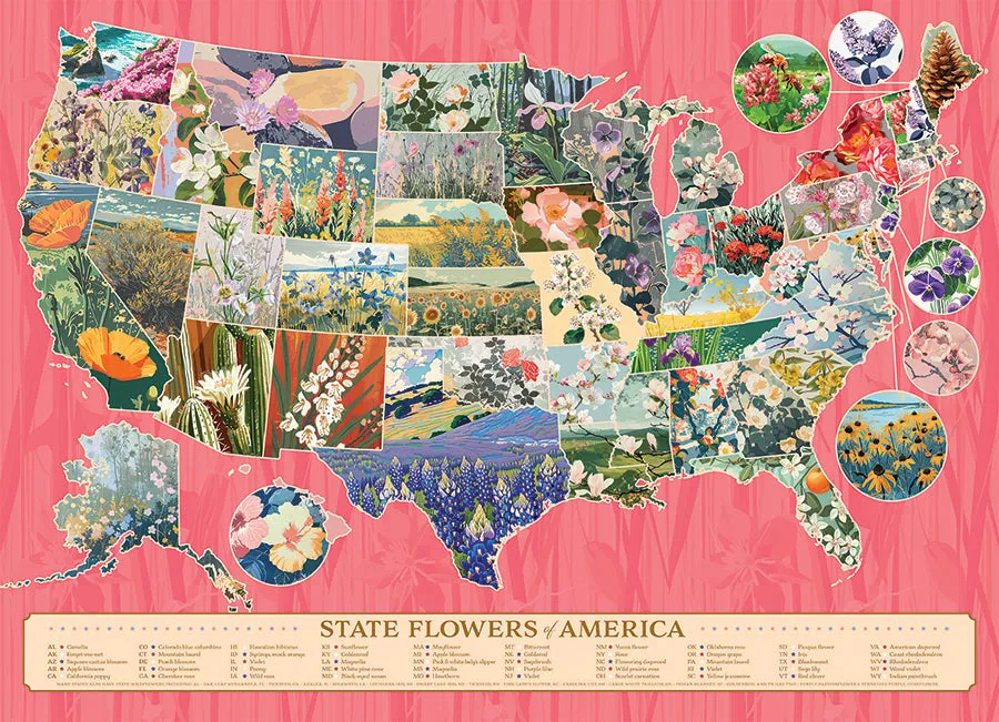 Cobble Hill State Flowers of America puzzle 1000 piese harti