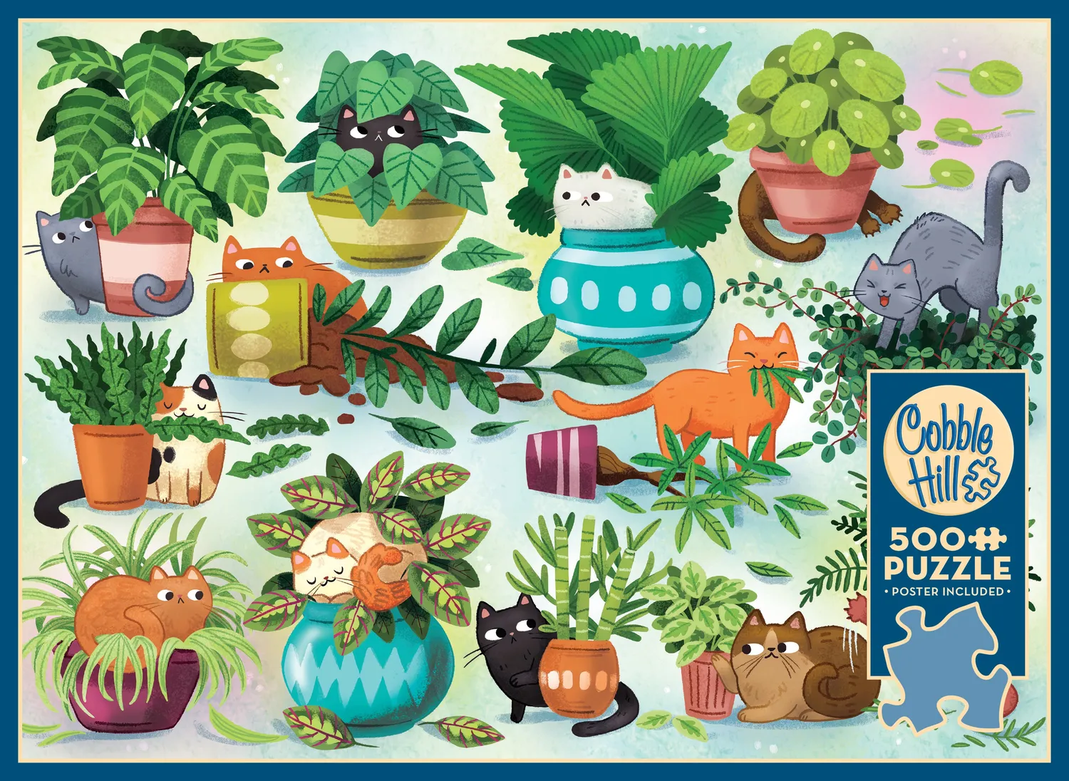 Cobble Hill Cats vs. Plants puzzle 500 piese pisici