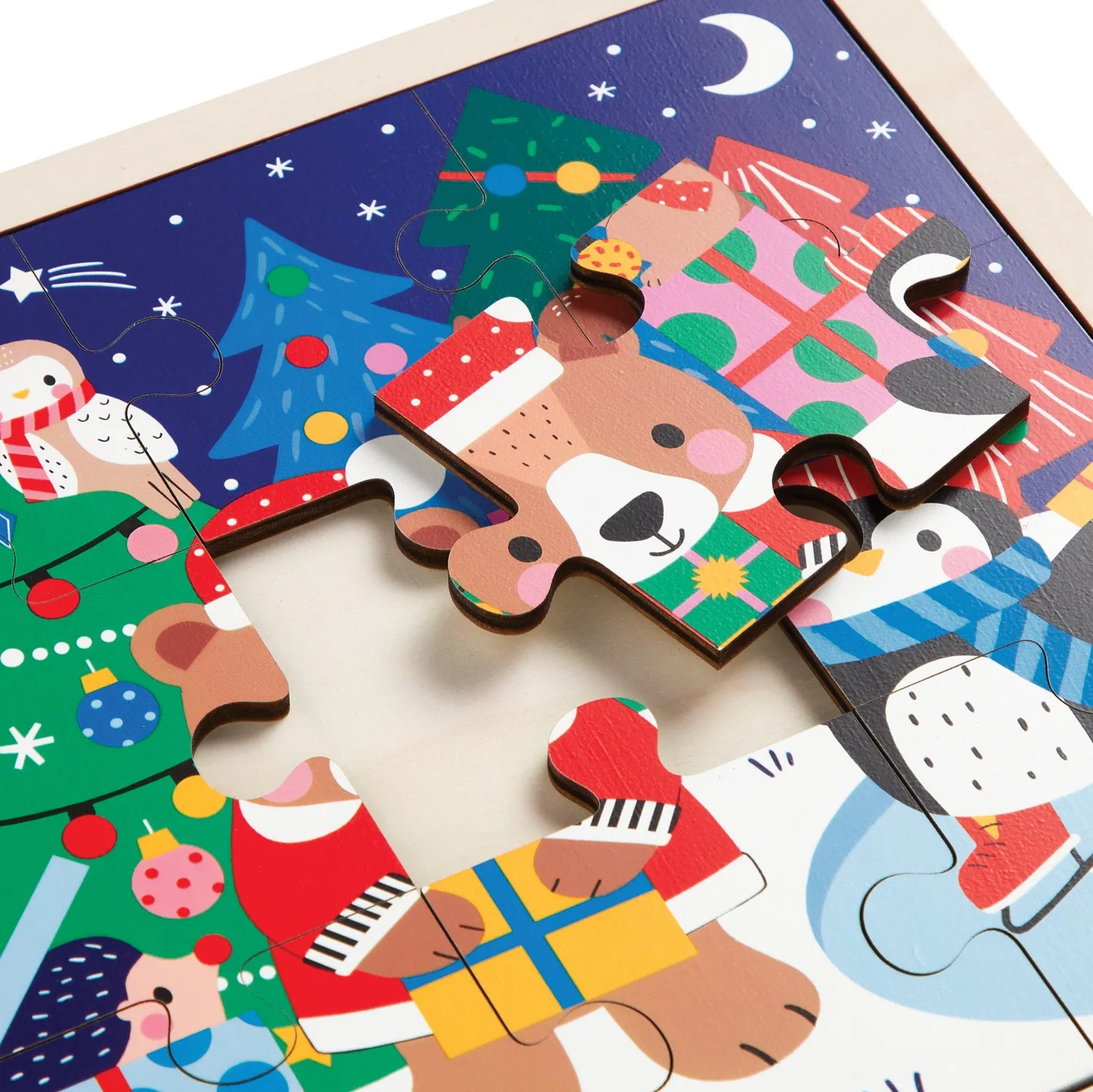 Mudpuppy Festive Friends puzzle lemn 12 piese 29x28 cm