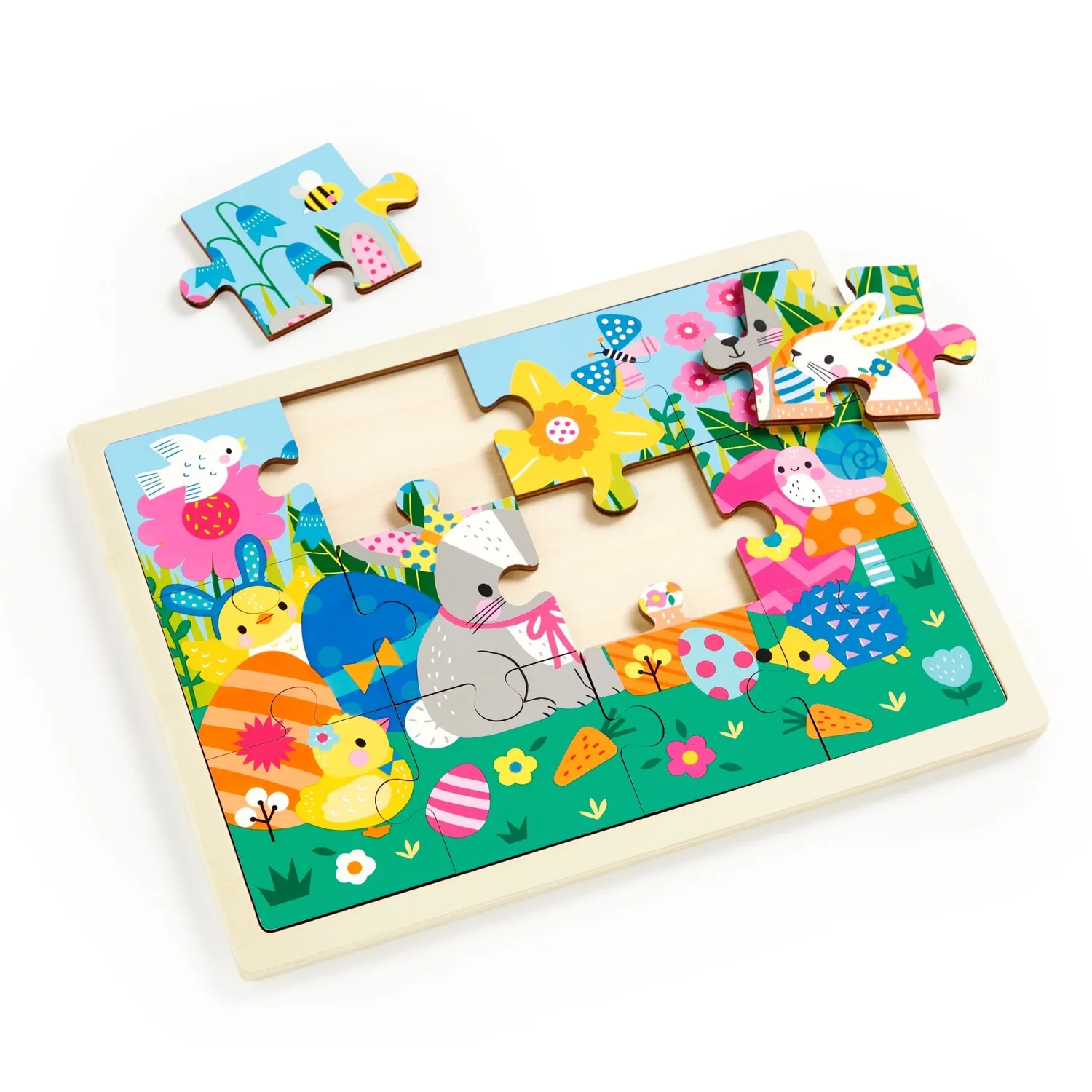 Mudpuppy Spring Friends puzzle lemn 12 piese