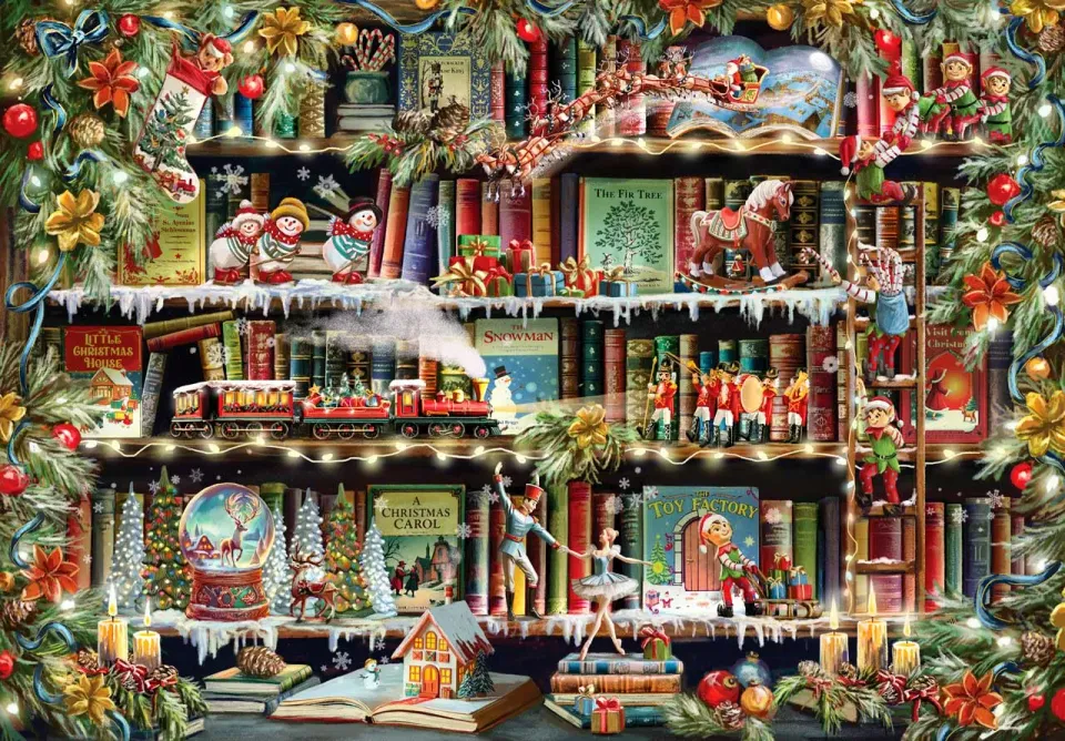 Mosaic Puzzles Enchanted Christmas Book Nook puzzle 250 piese carte