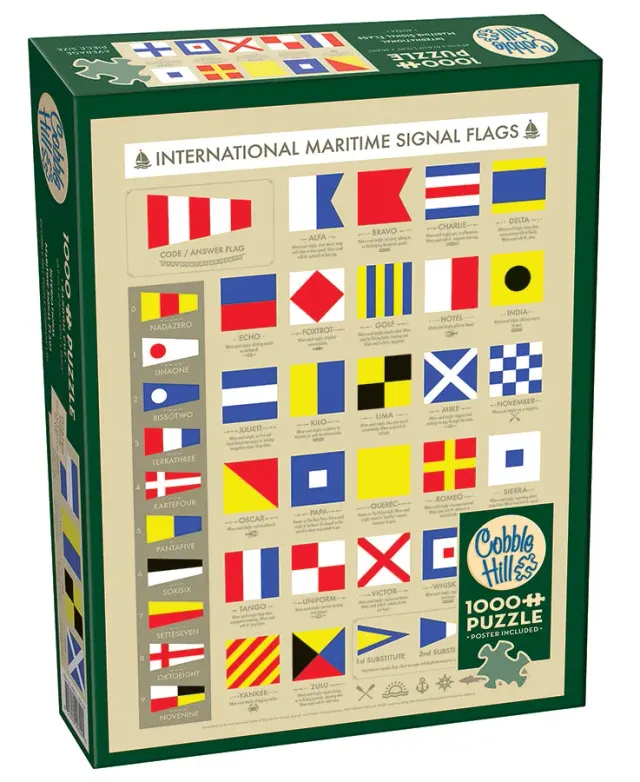 Cobble Hill International Maritime Signal Flags puzzle 1000 piese infografic