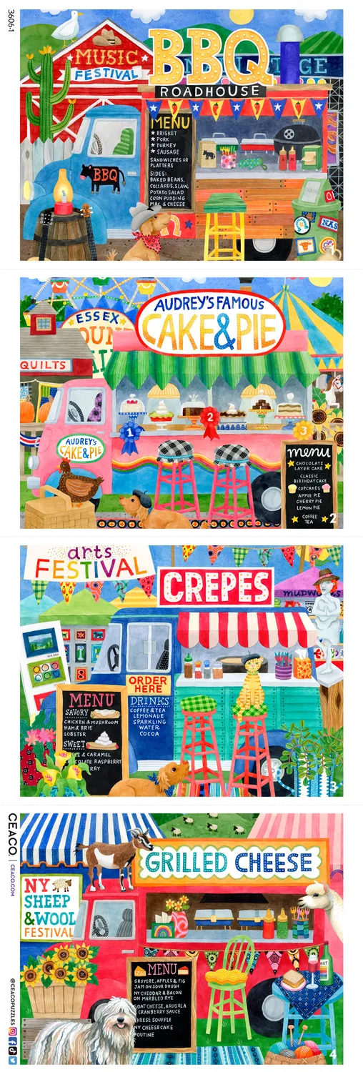 Ceaco Food Trucks puzzle 4 in 1 set colorat