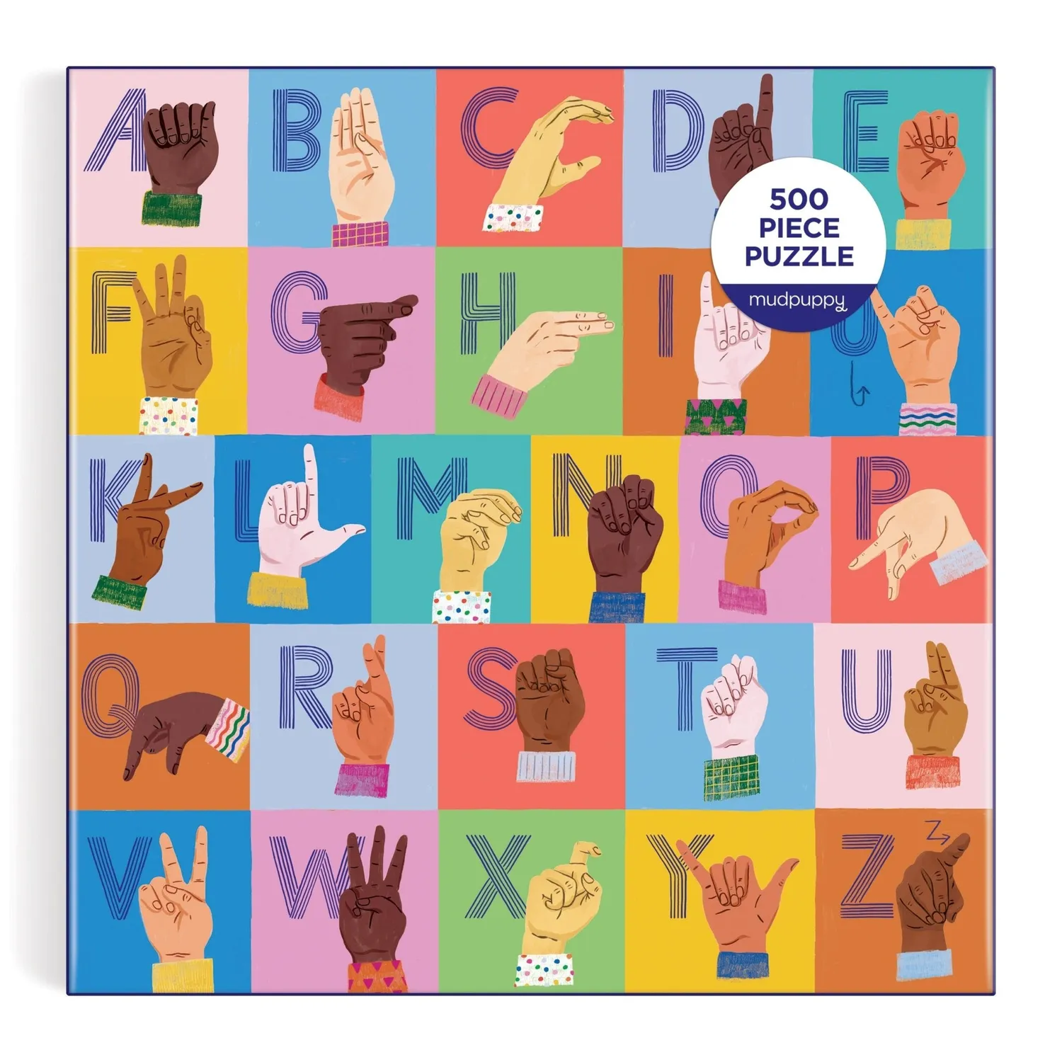 Mudpuppy American Sign Language Alphabet puzzle 500 piese educativ