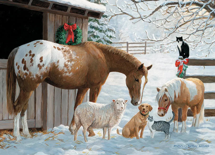 Cobble Hill Winter Barnyard puzzle 350 piese Family