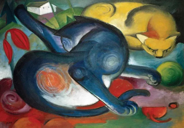Mosaic Puzzles Two Cats Franz Marc puzzle lemn 500 piese arta