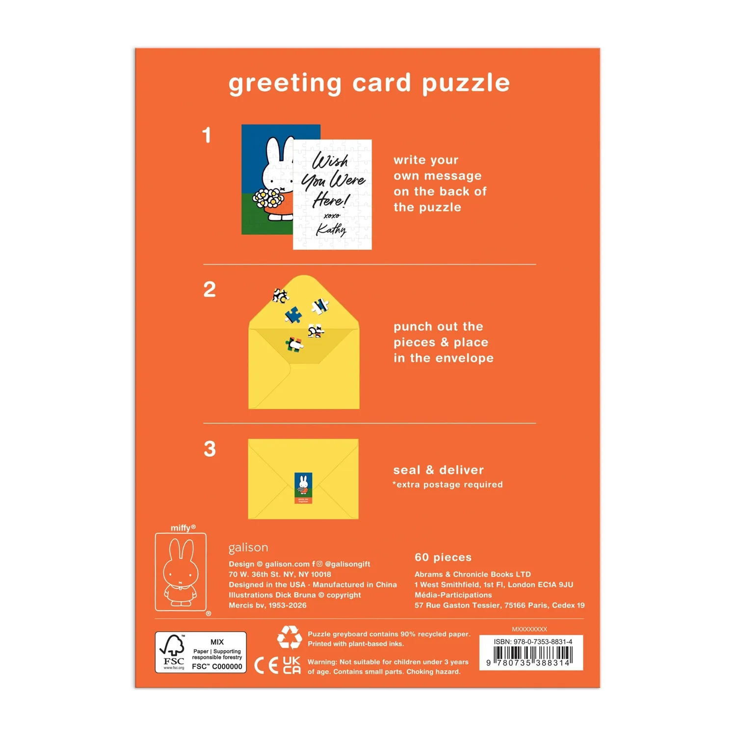 Mudpuppy Miffy with Flowers puzzle felicitare 60 piese flori