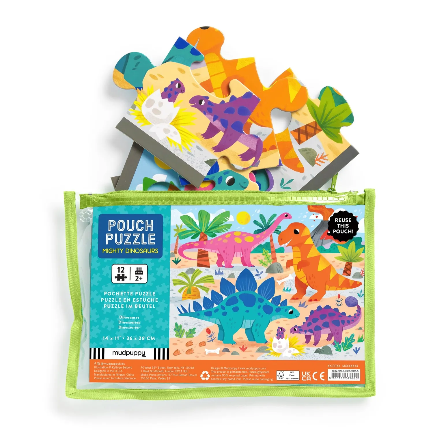 Mudpuppy Mighty Dinosaurs puzzle 12 piese dinozauri