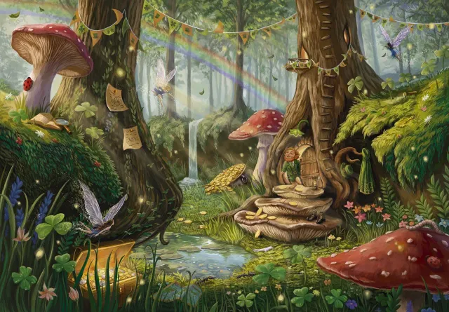 Mosaic Puzzles Leprechaun’s Visitors puzzle lemn 500 piese verde