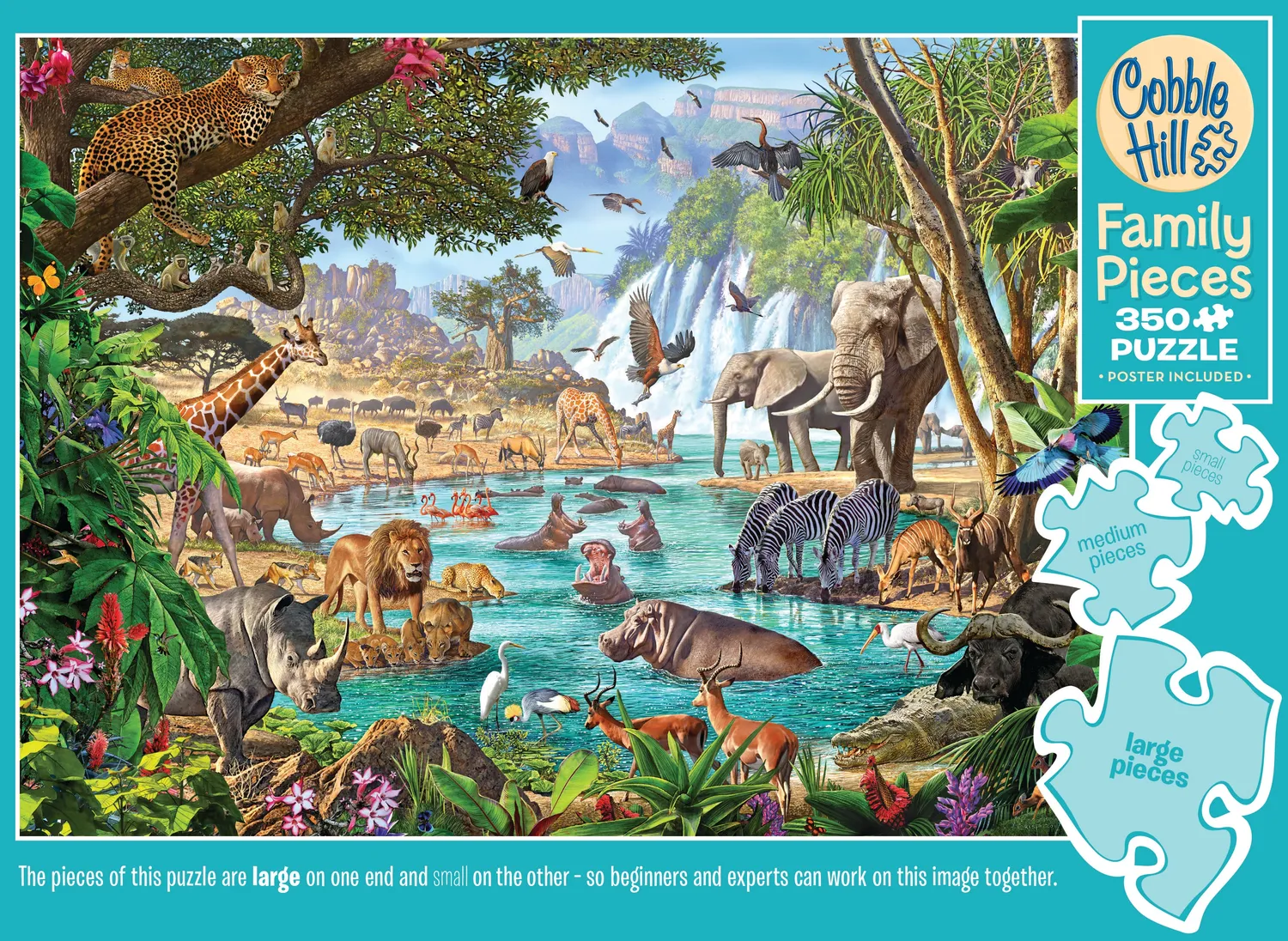 Cobble Hill Family River of Life puzzle 350 piese jungla