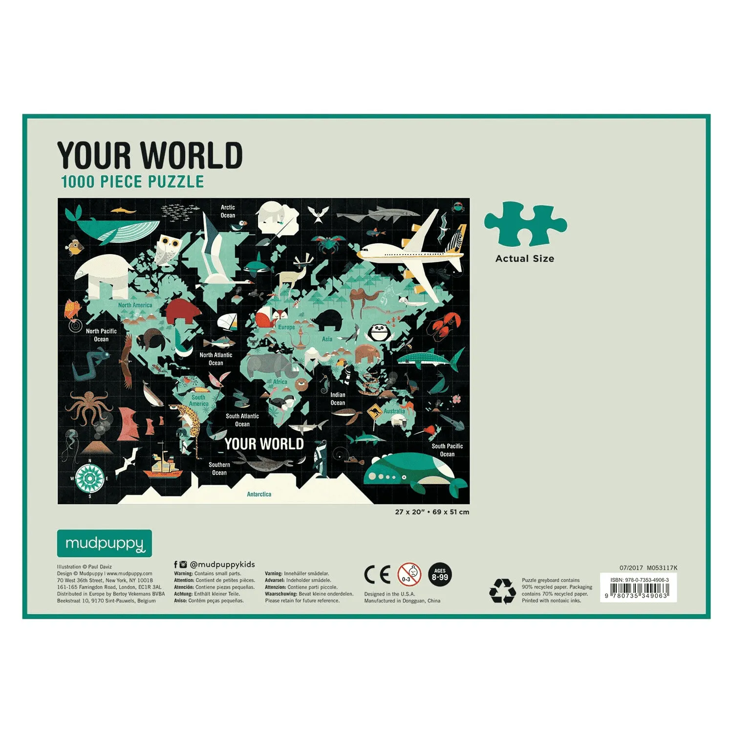 Mudpuppy Your World puzzle 1000 piese harta