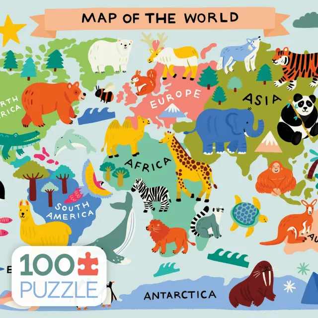 Ceaco Animal Map puzzle 100 piese harta lumii