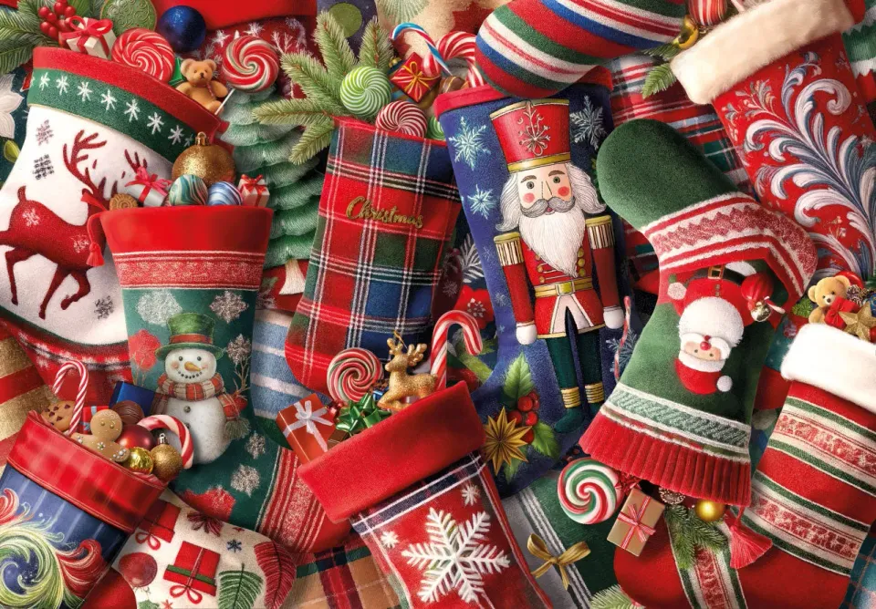 Mosaic Puzzles Santa Stocking puzzle lemn 250 piese Craciun