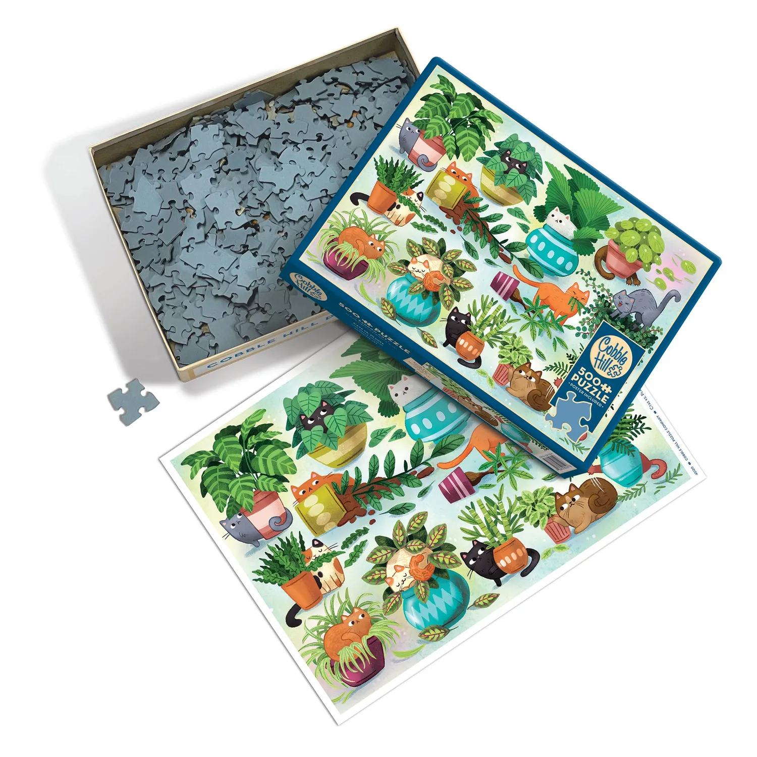 Cobble Hill Cats vs. Plants puzzle 500 piese pisici