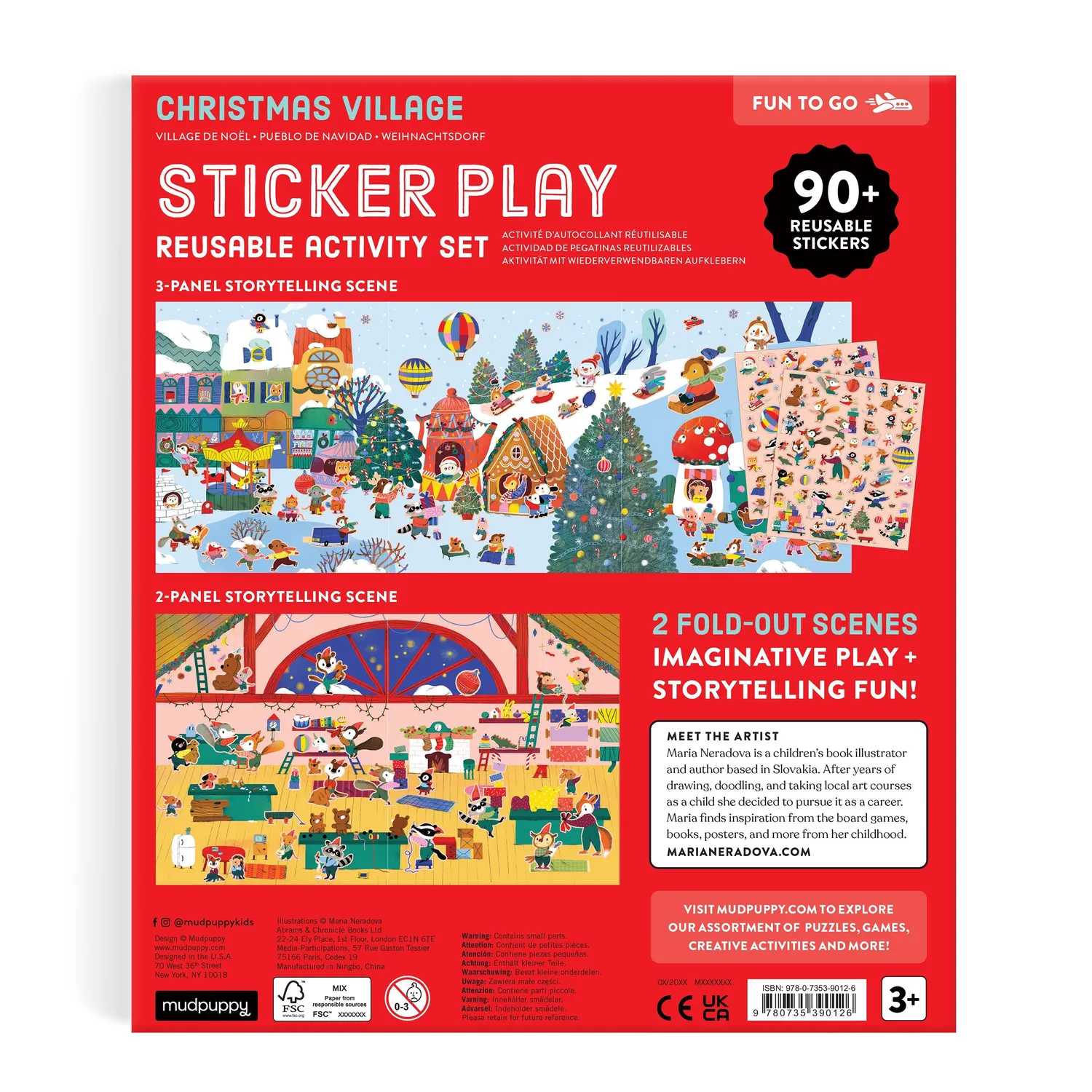 Mudpuppy Christmas Village carte stickere reutilizabile