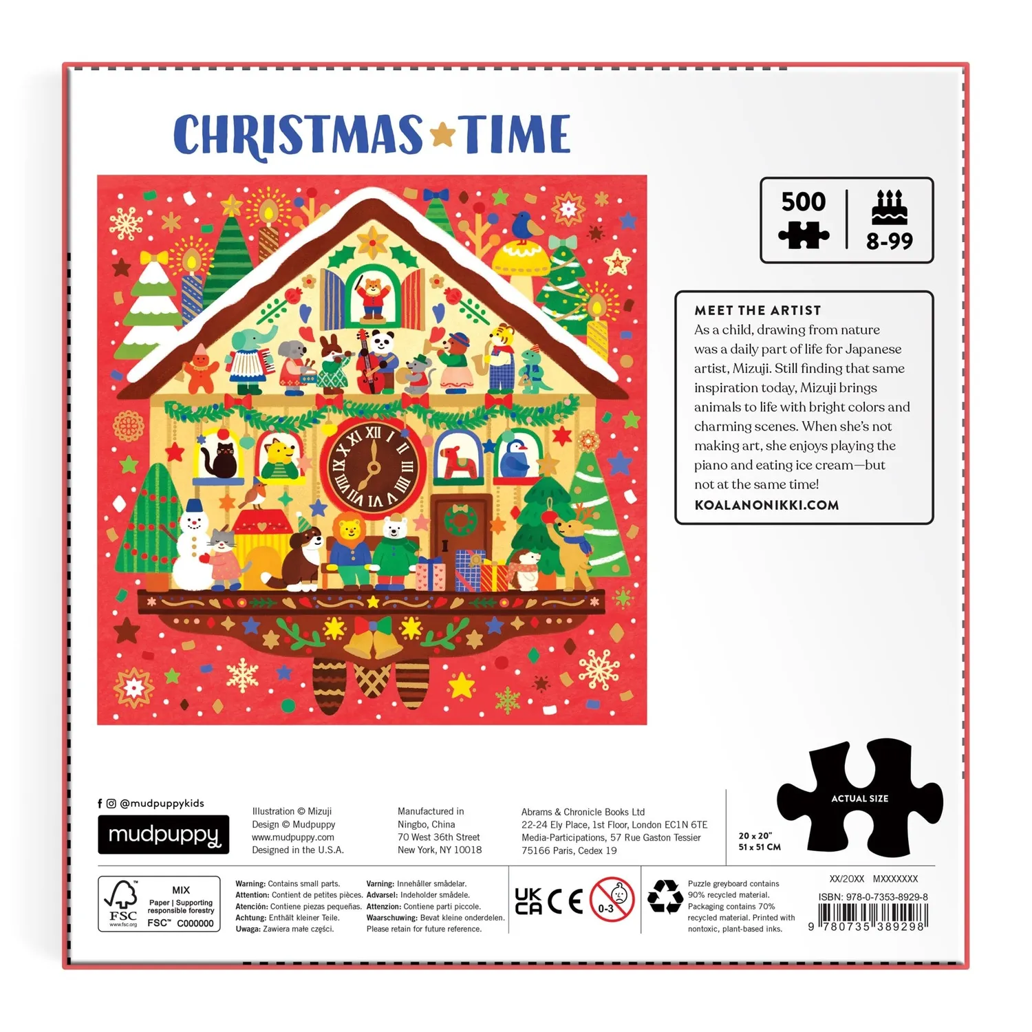 Mudpuppy Christmas Time puzzle 500 piese foil