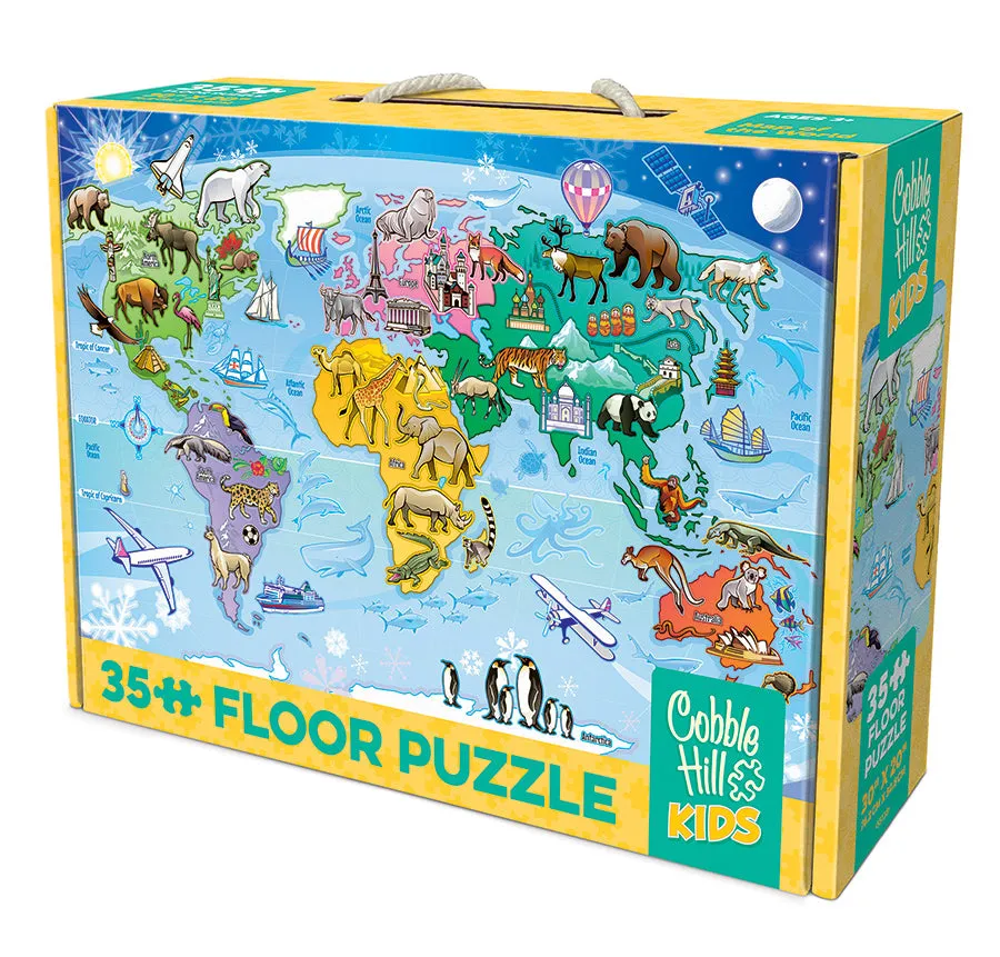 Cobble Hill Map of the World puzzle podea 35 piese