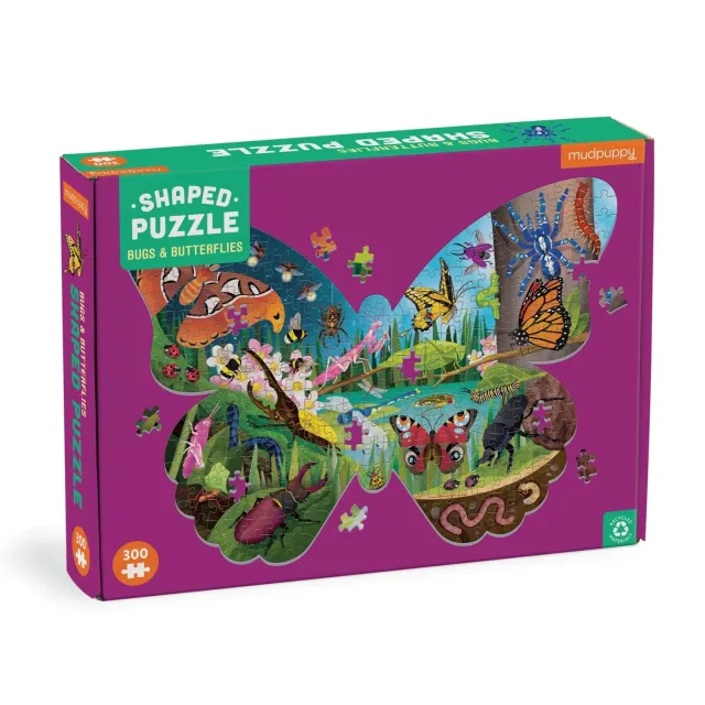 Mudpuppy Bugs & Butterflies puzzle 300 piese forma fluture