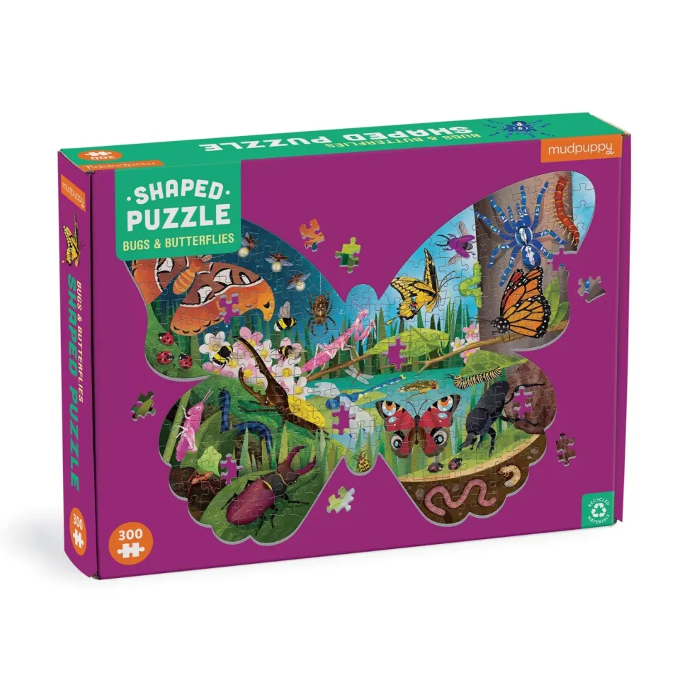 Mudpuppy Bugs & Butterflies puzzle 300 piese forma fluture