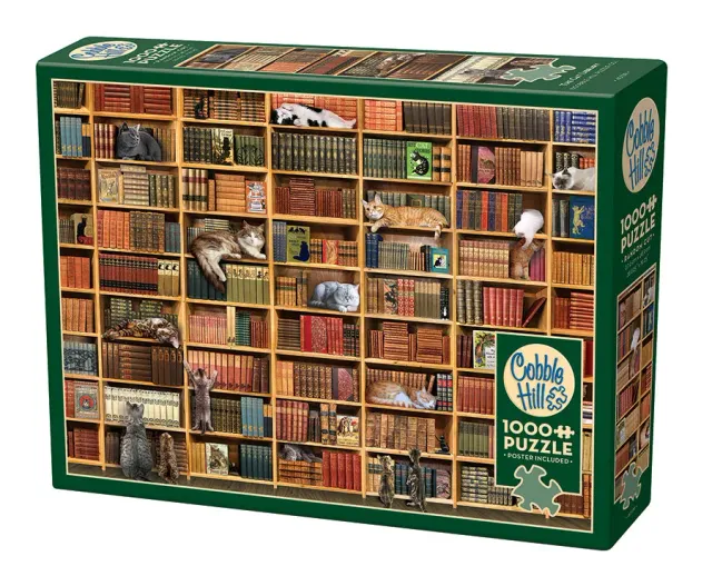 Cobble Hill Cat Library puzzle 1000 piese pisici