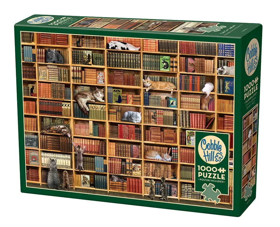 Cobble Hill Cat Library puzzle 1000 piese pisici