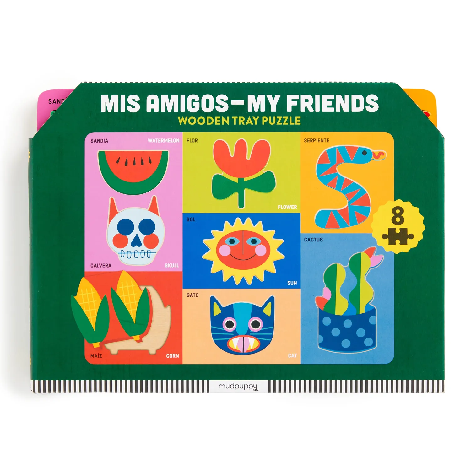 Mudpuppy Mis Amigos puzzle lemn tavă 8 piese