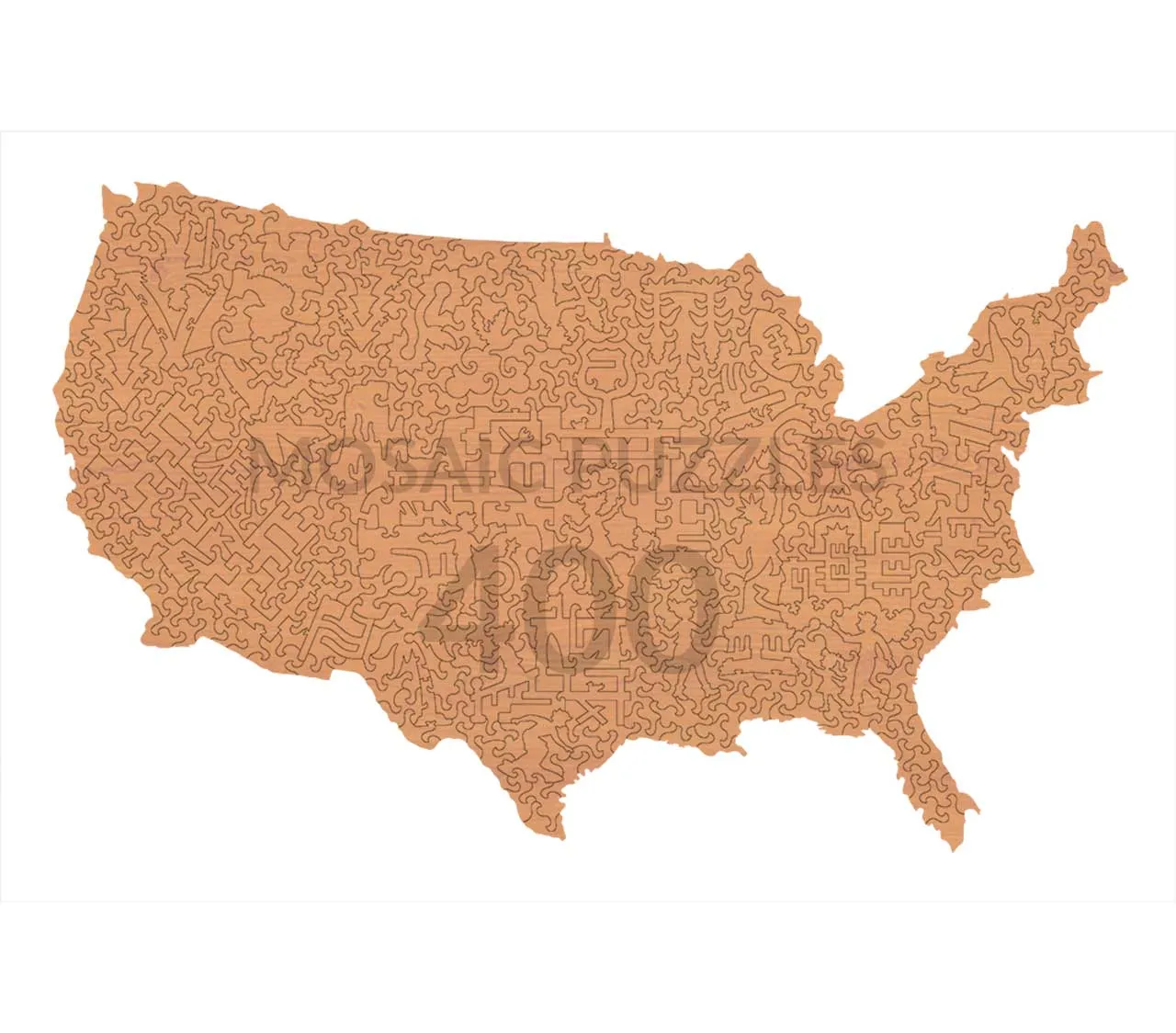 Mosaic Puzzles Coast to Coast USA puzzle lemn 400 piese harta